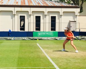 Johanna Konta during her practice session with Karolina Pliskova at the Nature Valley International tennis in Eastbourne, Great Britain, on Sunday, June 24, 2018.