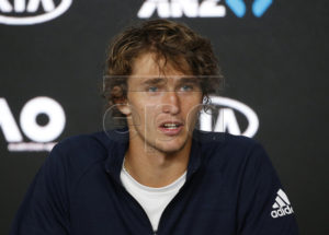 Alexander Zverev of Germany speaks to the media during a press conference ahead of the Australian Open tennis tournament in Melbourne, Australia, 12 January 2019. The Australian Open will run from 14 January to 27 January 2019. EPA-EFE/LYNN BO BO