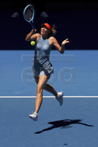 Maria Sharapova of Russia in action against Harriet Dart of Britain during their women's singles round one match of the Australian Open tennis tournament in Melbourne, Australia, 14 January 2019.  EPA-EFE/MARK DADSWELL  AUSTRALIA AND NEW ZEALAND OUT