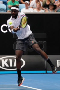 Frances Tiafoe of the USA in action against Kevin Anderson of South Africa during their second round men's singles match at the Australian Open Grand Slam tennis tournament in Melbourne, Australia, 16 January 2019. EPA-EFE/MARK DADSWELL AUSTRALIA AND NEW ZEALAND OUT