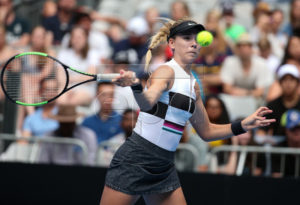 Katie Boulter of Great Britain in action against Aryna Sabalenka of Belarus during day three of the Australian Open tennis tournament in Melbourne, Victoria, Australia, 16 January 2019. EPA-EFE/HAMISH BLAIR AUSTRALIA AND NEW ZEALAND OUT