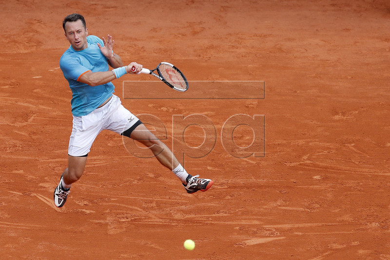 Philipp Kohlschreiber of Germany in action during his second round match against Novak Djokovic of Serbia at the Monte-Carlo Rolex Masters tournament in Roquebrune Cap Martin, France, 16 April 2019.  EPA-EFE/SEBASTIEN NOGIER