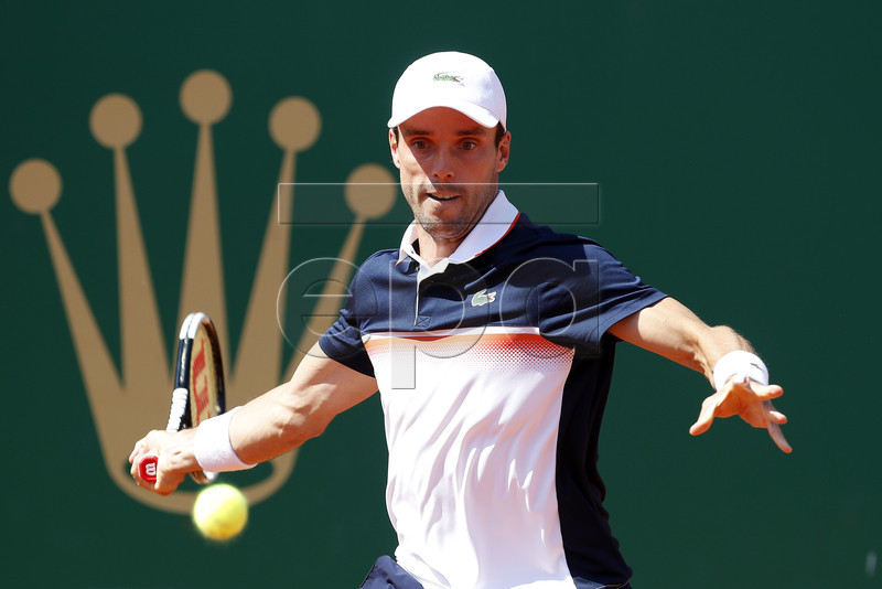 Roberto Bautista Agut of Spain in action during his secound round match against Rafael Nadal of Spain at the Monte-Carlo Rolex Masters tournament in Roquebrune Cap Martin, France, 17 April 2019. EPA-EFE/SEBASTIEN NOGIER