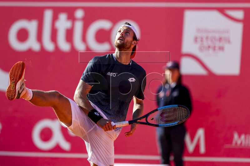 Joao Sousa from Portugal reacts during his first round match against Alexei Popyrin from Australia at the Estoril Open Tennis tournament in Cascais, near Lisbon, Portugal, 30 April 2019.  EPA-EFE/JOSE SENA GOULAO