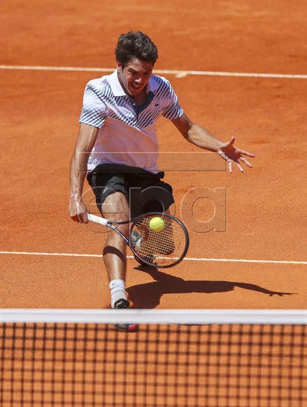 Joao Domingues of Portugal in action during his second round match against John Millman of Australia at the Estoril Open tennis tournament in Cascais, near Lisbon, Portugal, 01 May 2019.  EPA-EFE/JOSE SENA GOULAO
