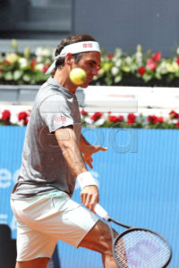 Roger Federer of Switzerland in action during a training session before the Mutua Madrid Open 2019 tennis tournament at Caja Magica in Madrid, Spain, 03 May 2019. Mutua Madrid Open 2019 will be held from 03 to 12 May 2019.  EPA-EFE/Kiko Huesca