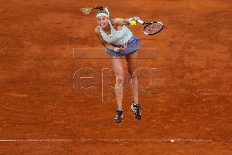 Petra Kvitova of Czech Republic in action against Sofia Kenin of the USA during their first round match of the Mutua Madrid Open 2019 tennis tournament at Caja Magica in Madrid, Spain, 04 April 2019. EPA-EFE/JUANJO MARTIN