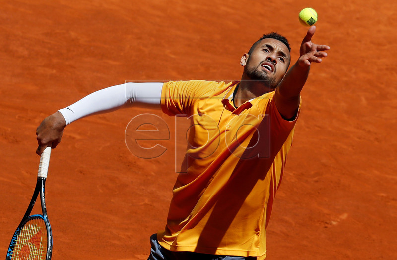 Australian player Nick Kyrgios in action during his first round match against German Jan-Lennard Struff at the Mutua Madrid Open tennis tournament, in Madrid, Spain, 05 May 2019.  EPA-EFE/CHEMA MOYA