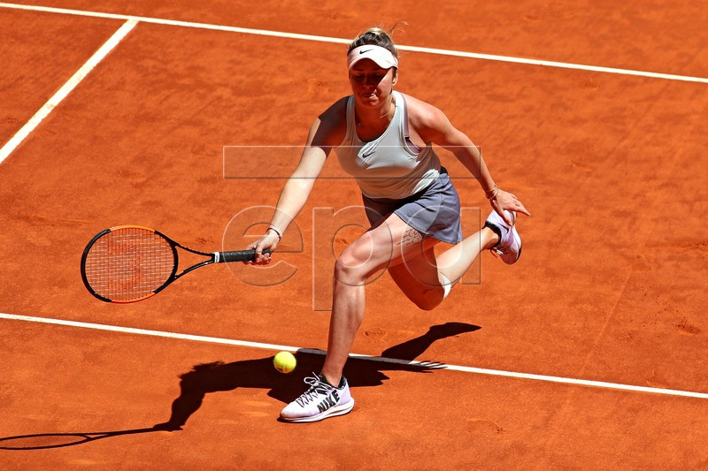 Ukraine's Elina Svitolina in action during her first round match against France's Pauline Parmentier at the Mutua Madrid Open tennis tournament, in Madrid, Spain, 05 May 2019.  EPA-EFE/CHEMA MOYA