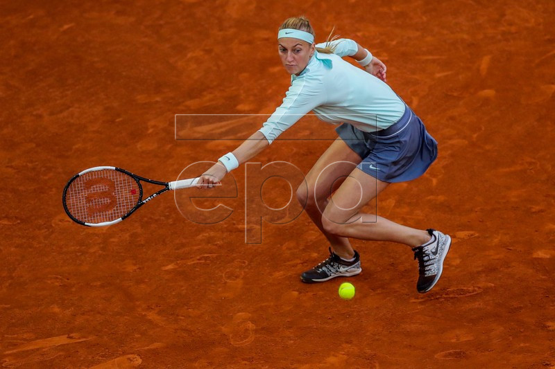 Czech player Petra Kvitova in action during her match against French player Caroline Garcia at the Mutua Madrid Open tennis tournament, in Madrid, Spain, 08 May 2019. EPA-EFE/JUANJO MARTIN