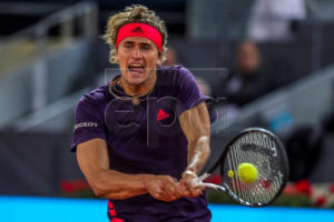 Germany's Alexander Zverev in action during his match against Spain's David Ferrer at the Mutua Madrid Open tennis tournament, in Madrid, Spain, 08 May 2019. EPA-EFE/JUANJO MARTIN