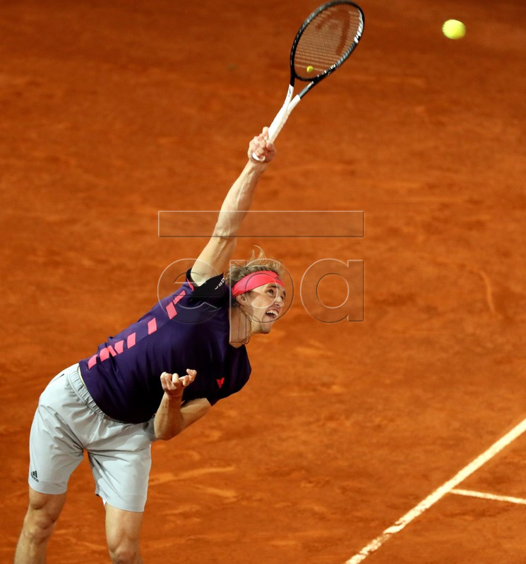 Germany's Alexander Zverev in action during his match against Spain's David Ferrer at the Mutua Madrid Open tennis tournament, in Madrid, Spain, 08 May 2019.  EPA-EFE/KIKO HUESCA