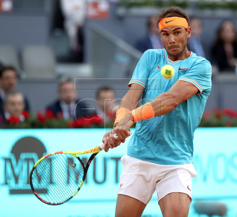 Rafael Nadal of Spain in action during his match against Frances Tiafoe of US at the Mutua Madrid Open tennis tournament in Madrid, Spain, 09 May 2019.  EPA-EFE/KIKO HUESCA