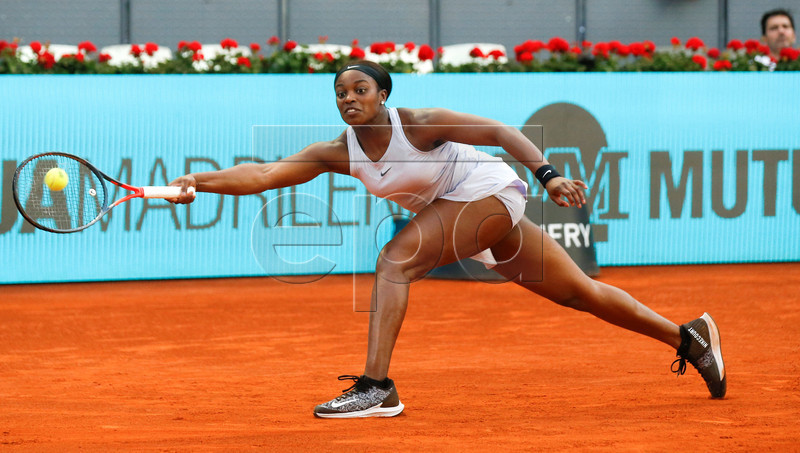 Sloane Stephens of the USA in action against Kiki Bertens of the Netherlands during their semi final match at the Mutua Madrid Open tennis tournament in Madrid, Spain, 10 May 2019. EPA-EFE/KIKO HUESCA