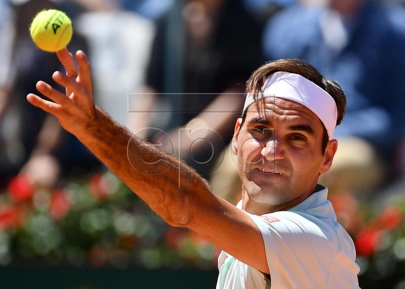 Roger Federer of Switzerland in action during his men's singles match against Joao Sousa of Portugal at the Italian Open tennis tournament in Rome, Italy, 16 May 2019. EPA-EFE/ETTORE FERRARI
