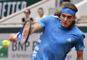 Stefanos Tsitsipas of Greece plays Maximilian Marterer of Germany during their men?s first round match during the French Open tennis tournament at Roland Garros in Paris, France, 26 May 2019.  EPA-EFE/JULIEN DE ROSA