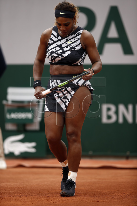 Serena Williams of the USA plays Vitalia Diatchenko of Russia during their women?s first round match during the French Open tennis tournament at Roland Garros in Paris, France, 27 May 2019. EPA-EFE/YOAN VALAT