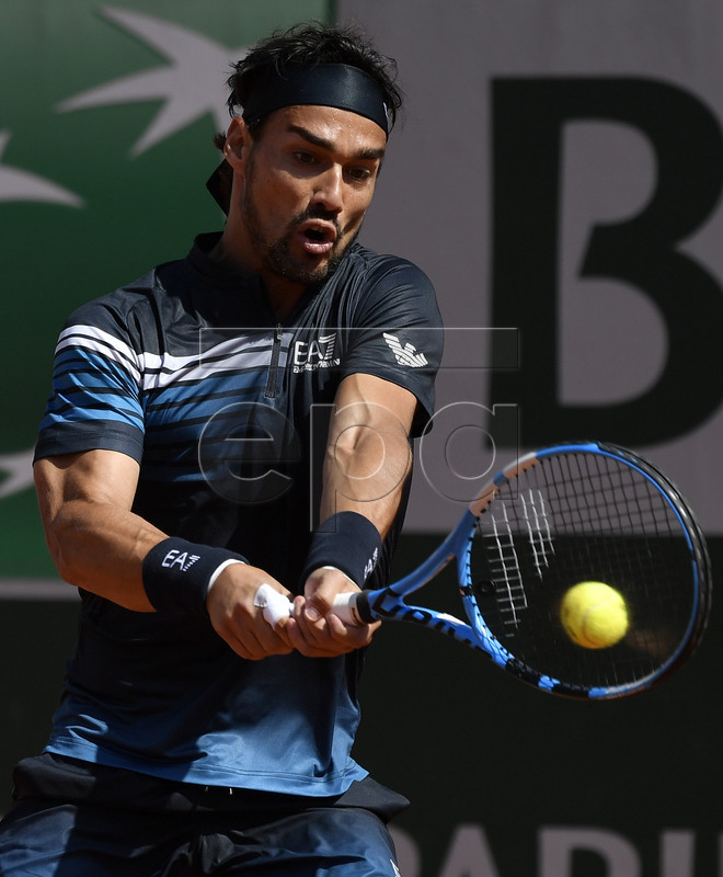 Fabio Fognini of Italy plays Roberto Bautista Agut of Spain during their men?s third round match during the French Open tennis tournament at Roland Garros in Paris, France, 01 June 2019. EPA-EFE/JULIEN DE ROSA