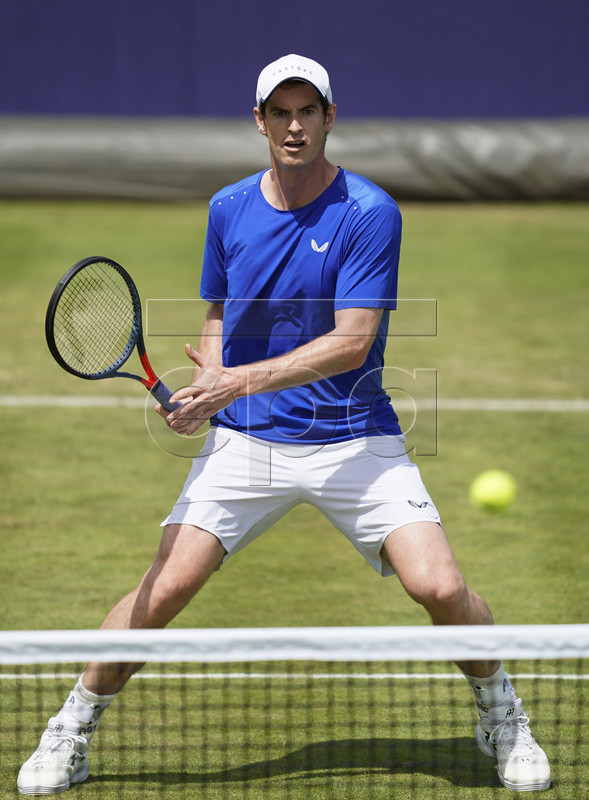 Britain's Andy Murray in action during a training session on the first day of the Fever Tree Championship at Queen's Club in London, Britain, 17 June 2019. The tournament runs from 17 till 23 June 2019. EPA-EFE/WILL OLIVER