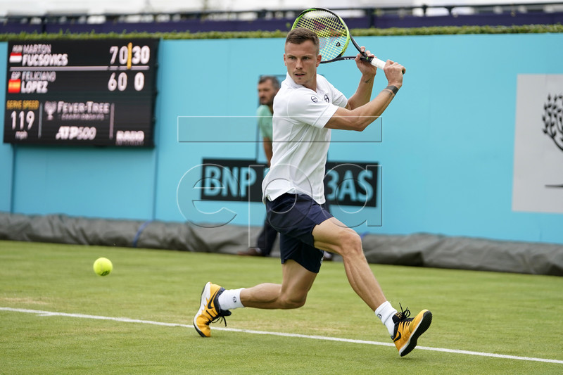 Marton Fucsovics of Hungary during his round 32 match against Spain's Feliciano Lopez at the Fever Tree Championship at Queen's Club in London, Britain, 19 June 2019. EPA-EFE/WILL OLIVER