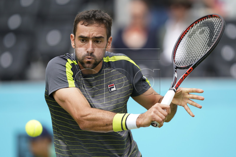 Croatia's Marin Cilic in action during his round 16 match against Argentina's Diego Schwartzman at the Fever Tree Championship at Queen's Club in London, Britain, 20 June 2019. EPA-EFE/WILL OLIVER