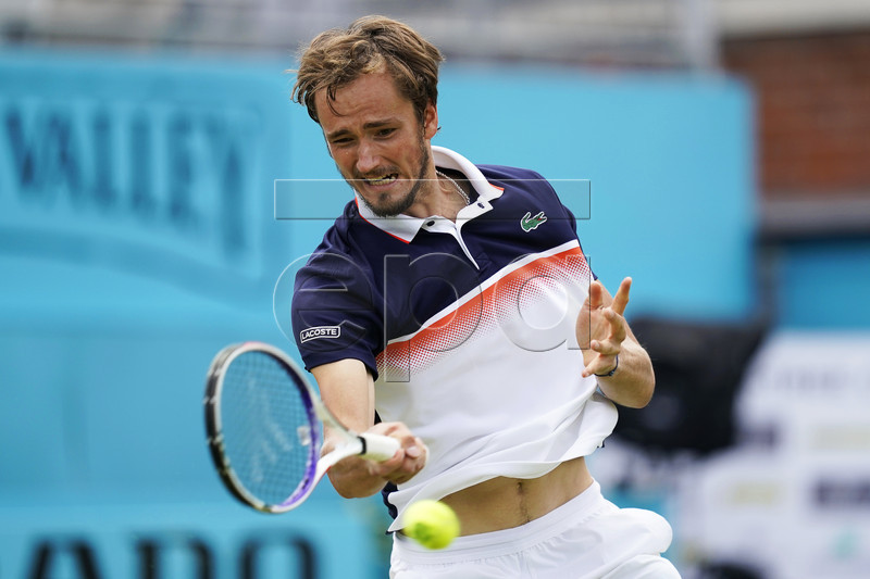 Russia's Daniil Medvedev in action against Argentina's Diego Schwartzman during their quarter final match at the Fever Tree Championship at Queen's Club in London, Britain, 21 June 2019. EPA-EFE/WILL OLIVER