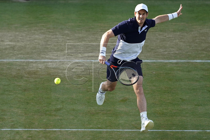 Britain's Andy Murray in action during his doubles quarter final match with Feliciano Lopez of Spain against Britain's Dan Evans and Ken Skupski at the Fever Tree Championship at Queen's Club in London, Britain, 22 June 2019. EPA-EFE/WILL OLIVER
