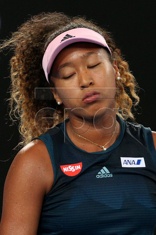 Naomi Osaka of Japan reacts against Tamara Zidansek of Slovenia during their women's singles match on day four of the Australian Open Grand Slam tennis tournament in Melbourne, Australia, 17 January 2019.  EPA-EFE/MARK DADSWELL EDITORIAL USE ONLY AUSTRALIA AND NEW ZEALAND OUT