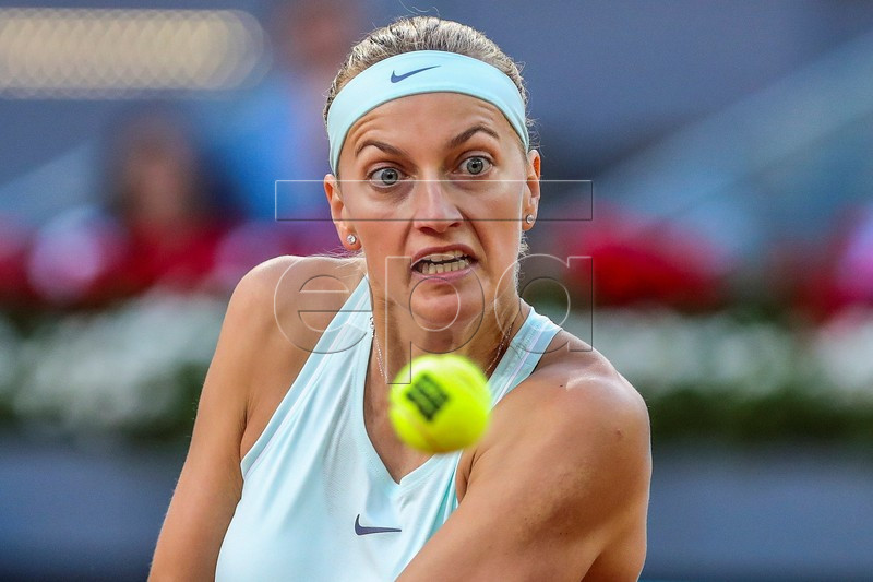 Petra Kvitova of Czech Republic in action against Sofia Kenin of the USA during their first round match of the Mutua Madrid Open 2019 tennis tournament at Caja Magica in Madrid, Spain, 04 May 2019.  EPA-EFE/JUANJO MARTIN