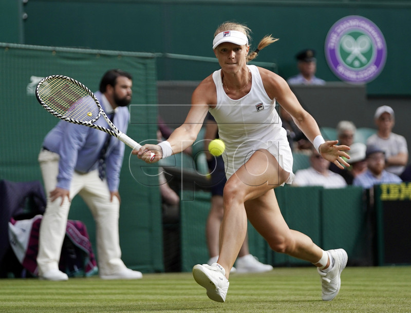 Kiki Bertens of the Netherlands plays Mandy Minella of Luxembourg in their first round match during the Wimbledon Championships at the All England Lawn Tennis Club, in London, Britain, 02 July 2019. EPA-EFE/WILL OLIVER EDITORIAL USE ONLY/NO COMMERCIAL SALES