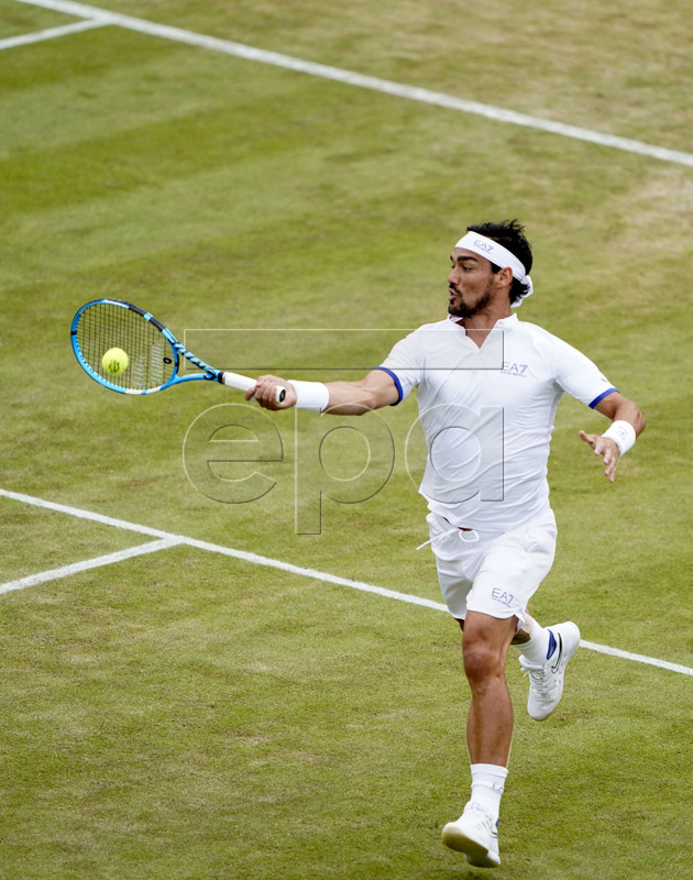 Fabio Fognini of Italy in action against Tennys Sandgren of the USA during their third round match at the Wimbledon Championships at the All England Lawn Tennis Club, in London, Britain, 06 July 2019. EPA-EFE/NIC BOTHMA EDITORIAL USE ONLY/NO COMMERCIAL SALES