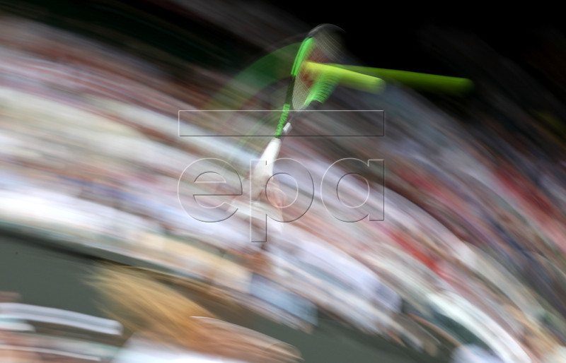 Serena Williams of the USA in action against Alison Riske of the USA during their quarter final match for the Wimbledon Championships at the All England Lawn Tennis Club, in London, Britain, 09 July 2019. EPA-EFE/NIC BOTHMA EDITORIAL USE ONLY/NO COMMERCIAL SALES