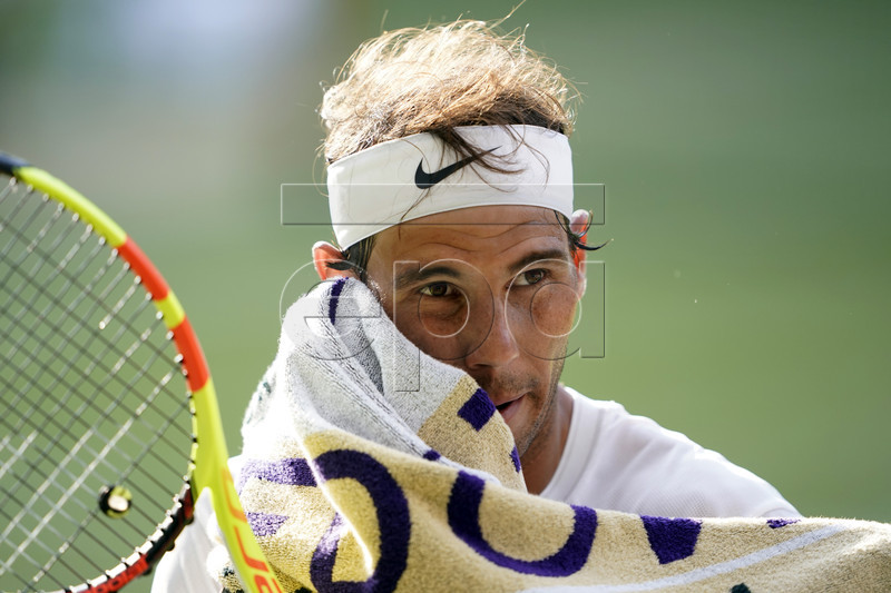 Rafael Nadal of Spain plays Roger Federer of Switzerland in their semi final match during the Wimbledon Championships at the All England Lawn Tennis Club, in London, Britain, 12 July 2019. EPA-EFE/NIC BOTHMA EDITORIAL USE ONLY/NO COMMERCIAL SALES